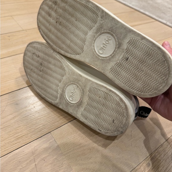 CHLOE LAUREN Leather Sneakers with Pale Blue - Picture 3 of 4